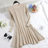 Women Long Sleeve Sweater Dress Women's Irregular Hem Casual Autumn Winter Dress Women O-neck A Line Short Mini Knitted Dresses - menochic